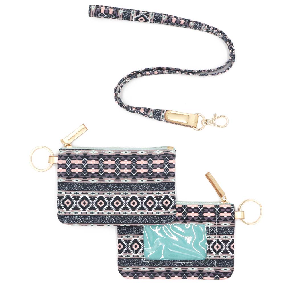 iLLASPARKZ Boho Aztec Patterned ID Wallet Detachable Lanyard