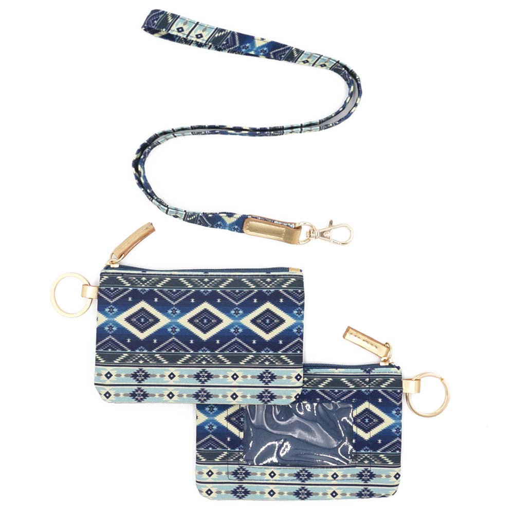iLLASPARKZ Boho Aztec Patterned ID Wallet Detachable Lanyard