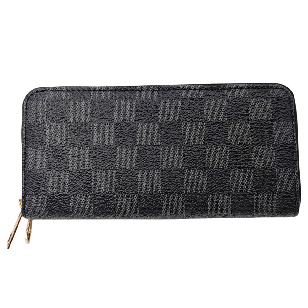 iLLASPARKZ Checkered Faux Leather Long Wallet