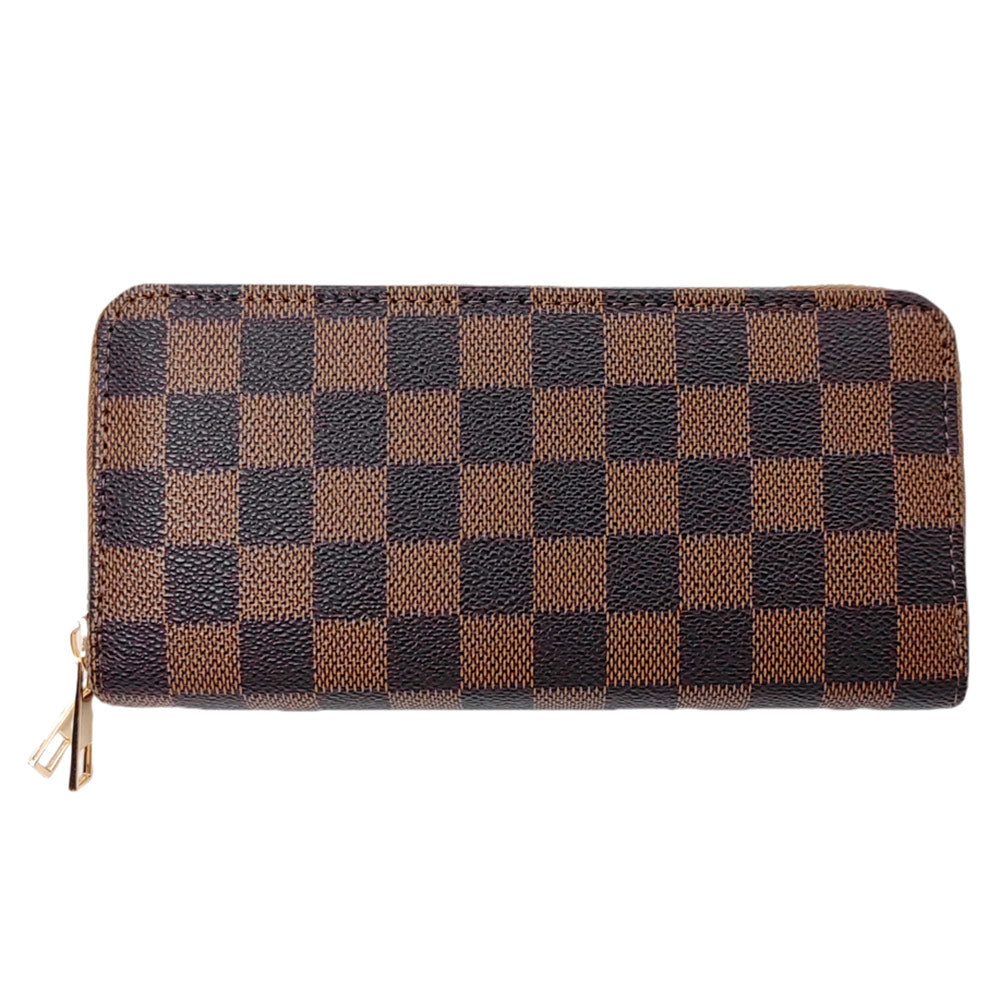 iLLASPARKZ Checkered Faux Leather Long Wallet