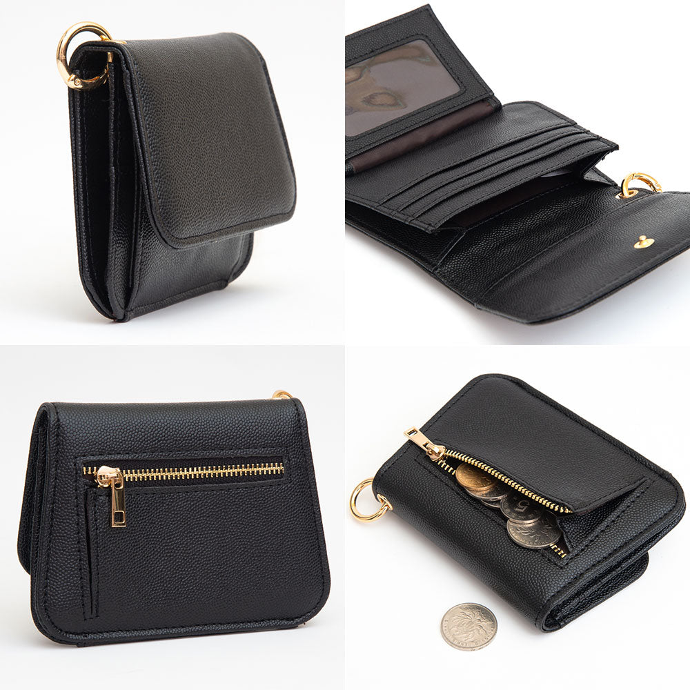 iLLASPARKZ Faux Pebble Leather Compact Card Wallet Bag Charm