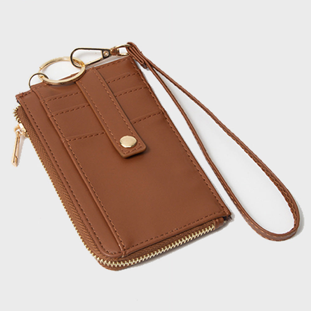iLLASPARKZ Faux Leather Basket Weave Flat Card Holder Wallet with Wristlet
