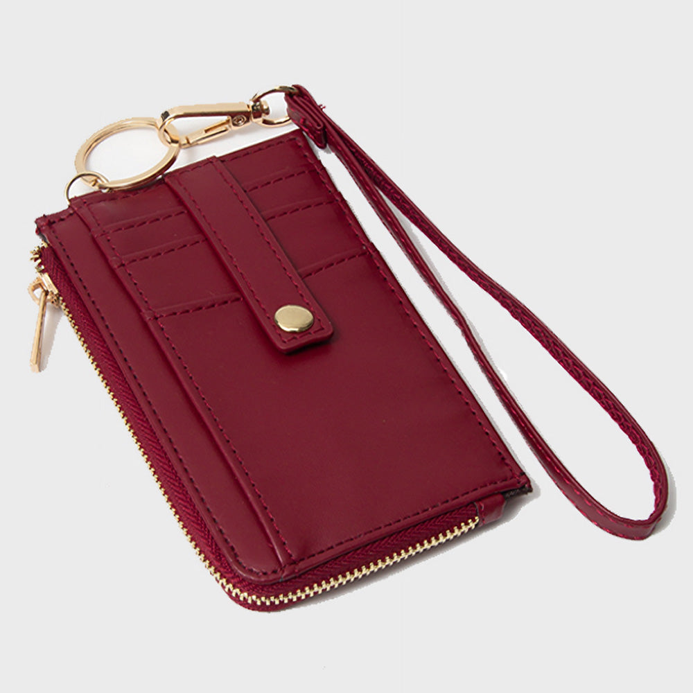 iLLASPARKZ Faux Leather Basket Weave Flat Card Holder Wallet with Wristlet