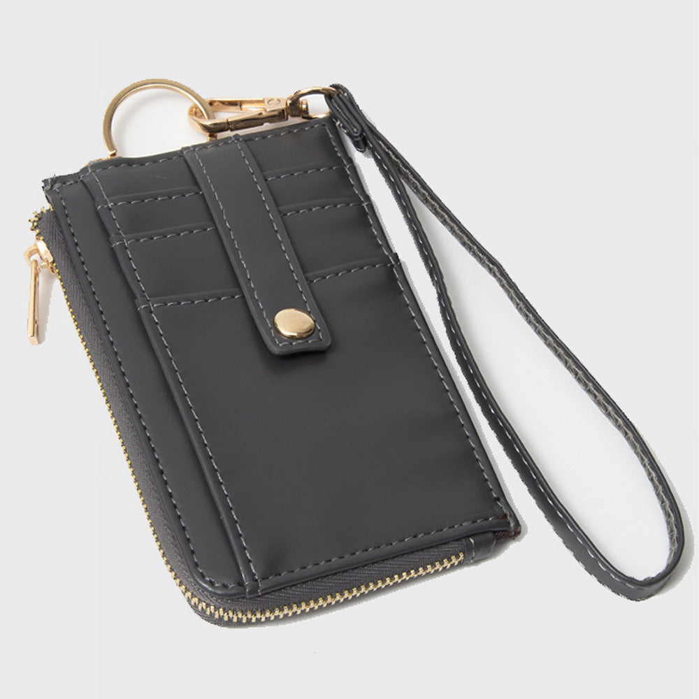 iLLASPARKZ Faux Leather Basket Weave Flat Card Holder Wallet with Wristlet
