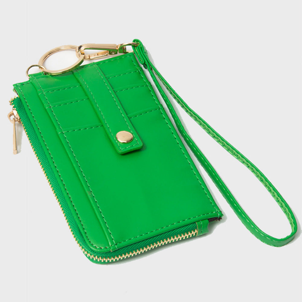 iLLASPARKZ Faux Leather Basket Weave Flat Card Holder Wallet with Wristlet