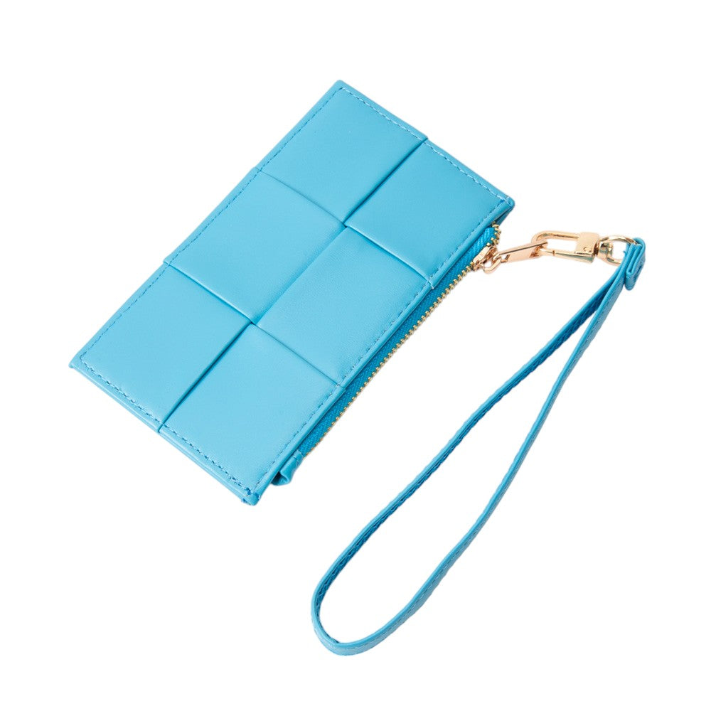 iLLASPARKZ Faux Leather Weave Flat Wristlet Card / Coin Wallet