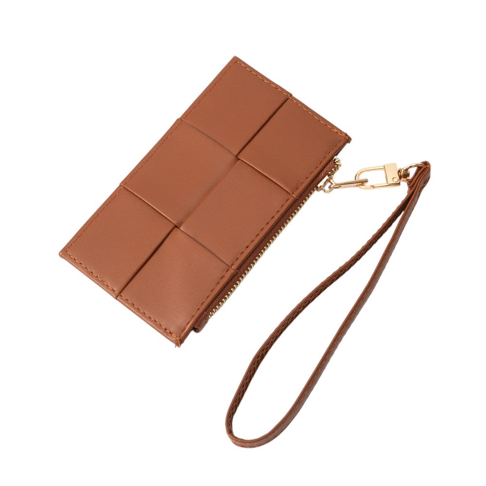 iLLASPARKZ Faux Leather Weave Flat Wristlet Card / Coin Wallet