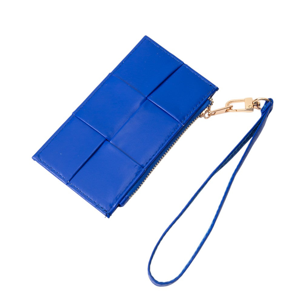 iLLASPARKZ Faux Leather Weave Flat Wristlet Card / Coin Wallet