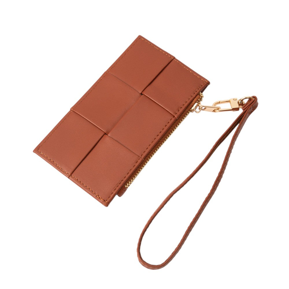 iLLASPARKZ Faux Leather Weave Flat Wristlet Card / Coin Wallet