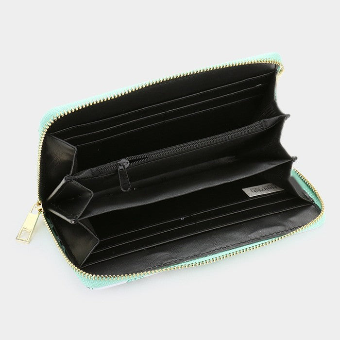 iLLASPARKZ Flower Leaf Pattern Print Zipper Wallet