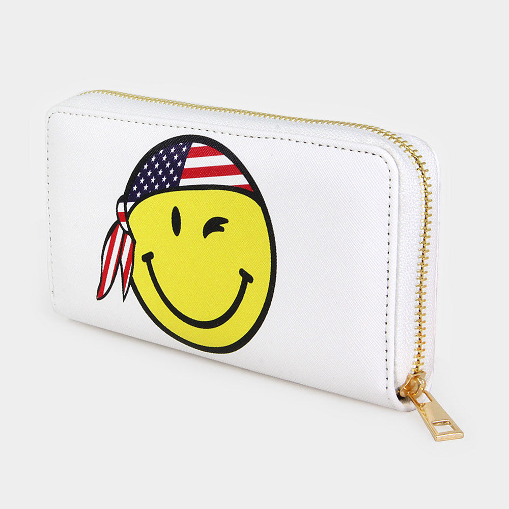 iLLASPARKZ Smile Face With American USA Flag Bandana Wallet