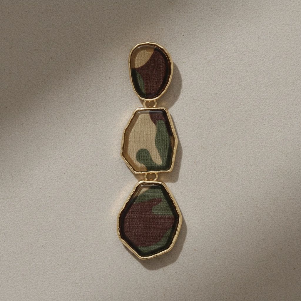 Dangle Camouflage Print Organic Drop Earrings