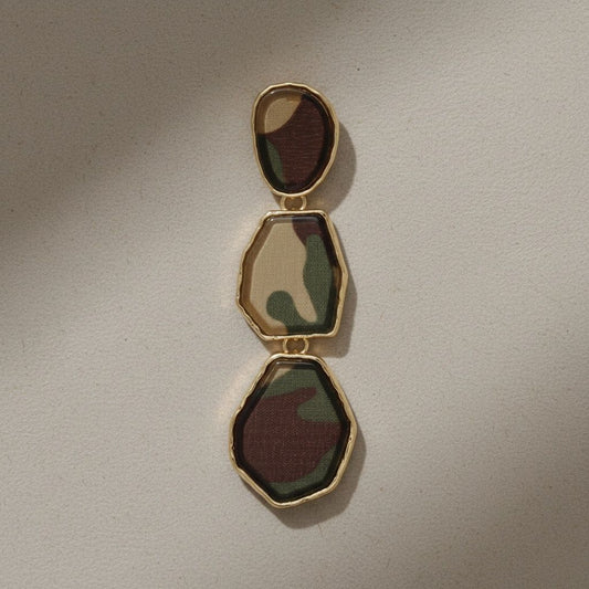 Dangle Camouflage Print Organic Drop Earrings