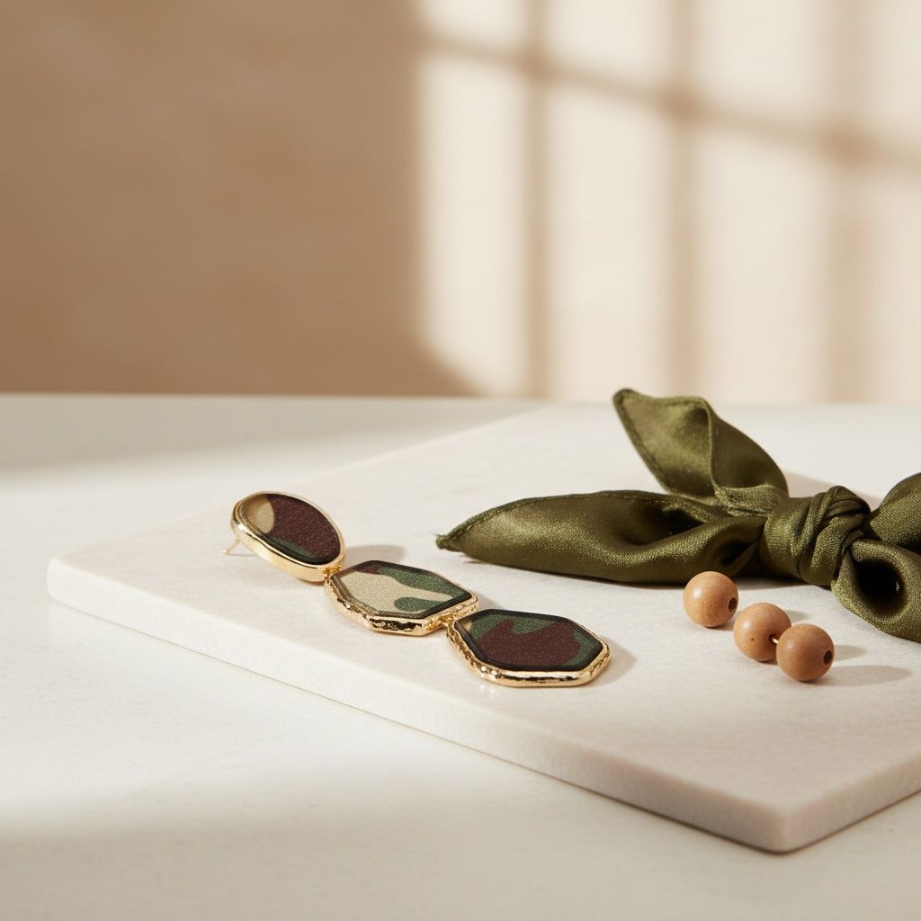 Dangle Camouflage Print Organic Drop Earrings