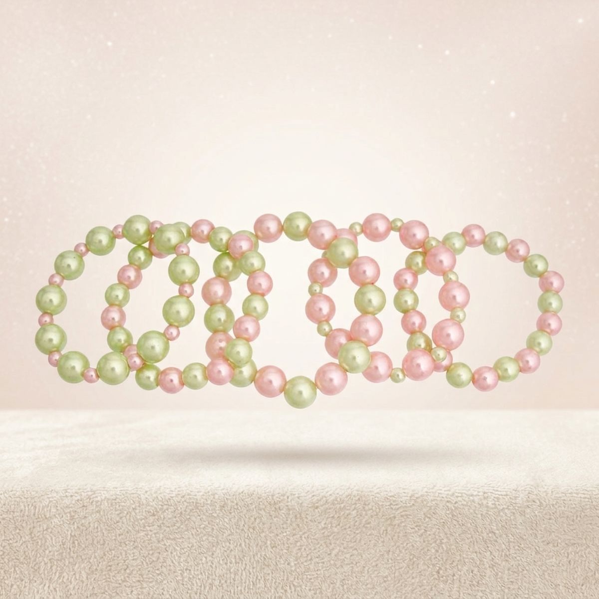 AKA Pink Green Pearl 5 Pc Bracelets