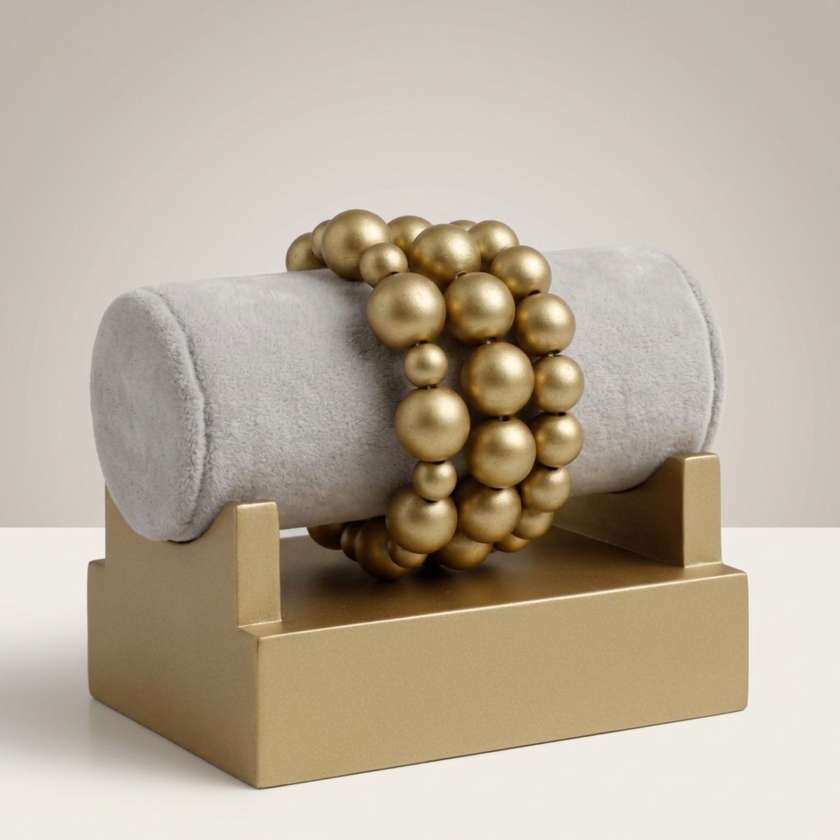 Matte Gold Pearl Bracelet Stretch 3 Strand