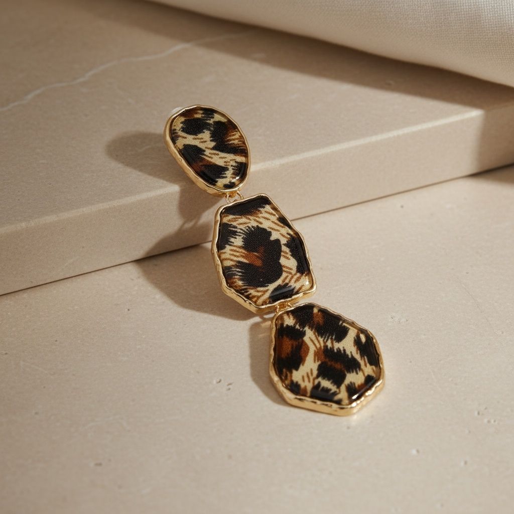 Dangle Leopard Print Organic Drop Earrings