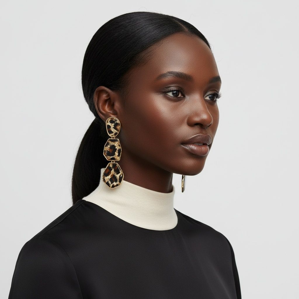 Dangle Leopard Print Organic Drop Earrings