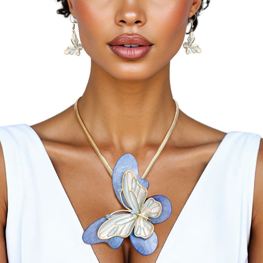 Pendant Blue Butterfly 3D Necklace for Women