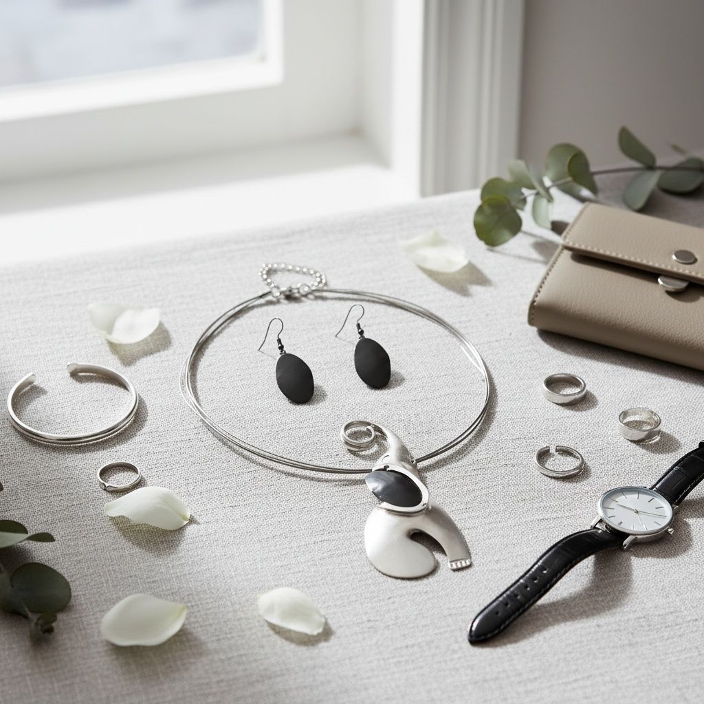 Abstract Silver Hematite Elephant Pendant Necklace