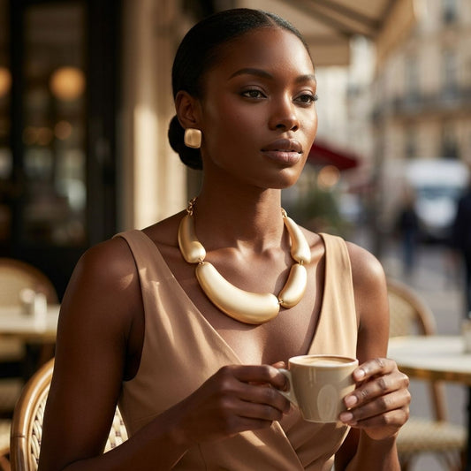 Matte Gold Collar Domed Industrial Link Necklace