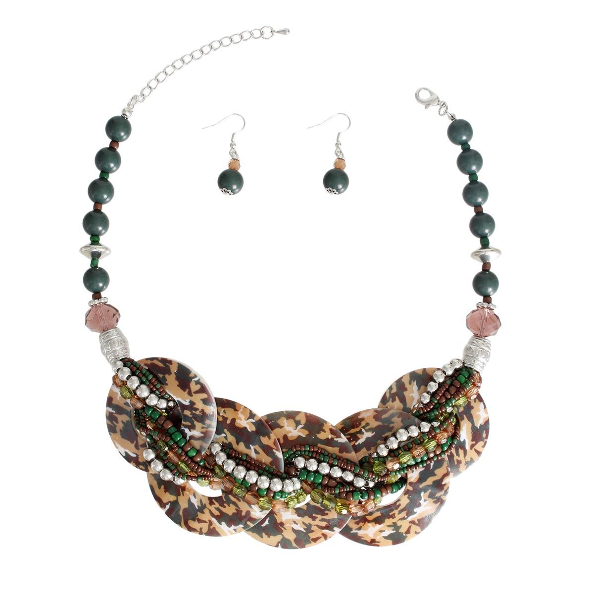 Camouflage Disc Shell Necklace