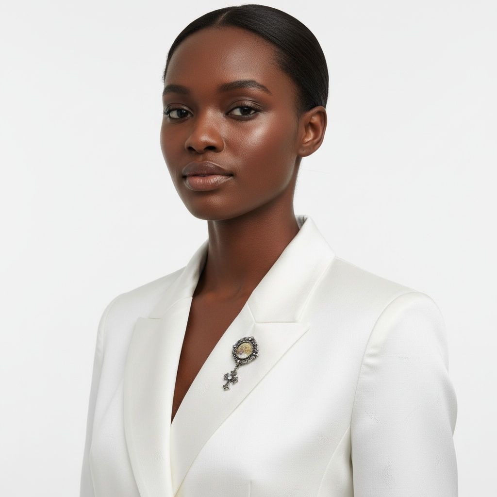 Brooch Antique Cross Round Picture Frame Pin