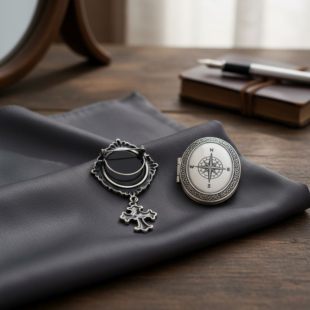 Brooch Antique Cross Round Picture Frame Pin