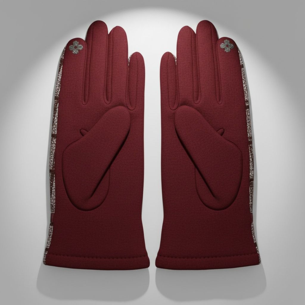 Plaid Wine Touchscreen Winter Gloves for Women