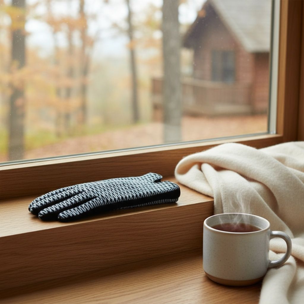 Blue Navy Cross Wavy Touchscreen Winter Gloves