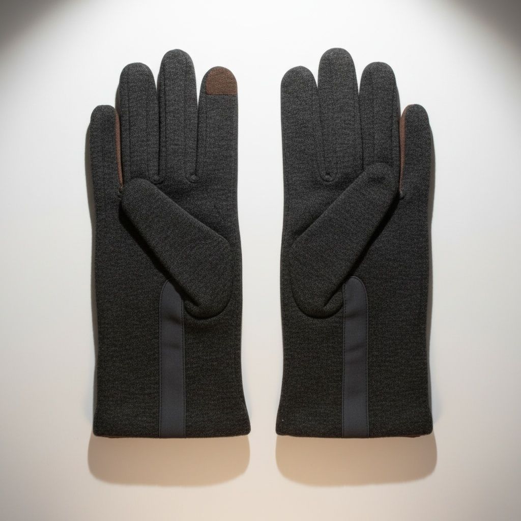 Gray Taupe Faux Suede Touchscreen Winter Gloves