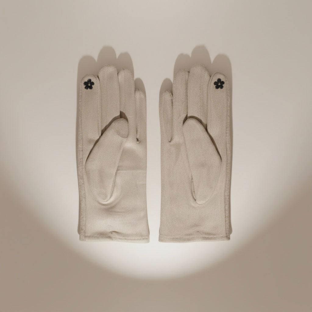 Beige Woolen Cute Rabbit Touchscreen Winter Gloves