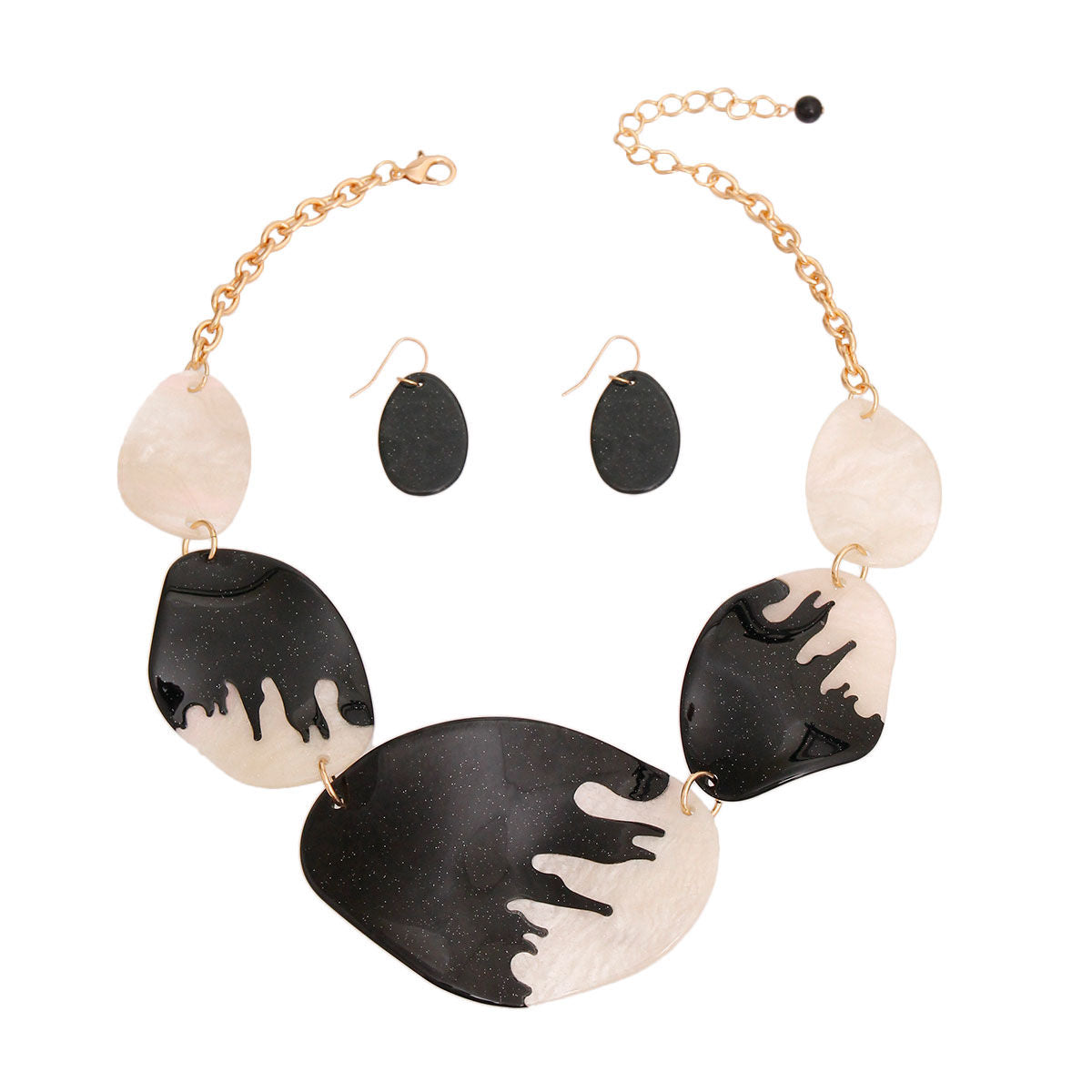 Marbled Black White Dipped Collar Necklace