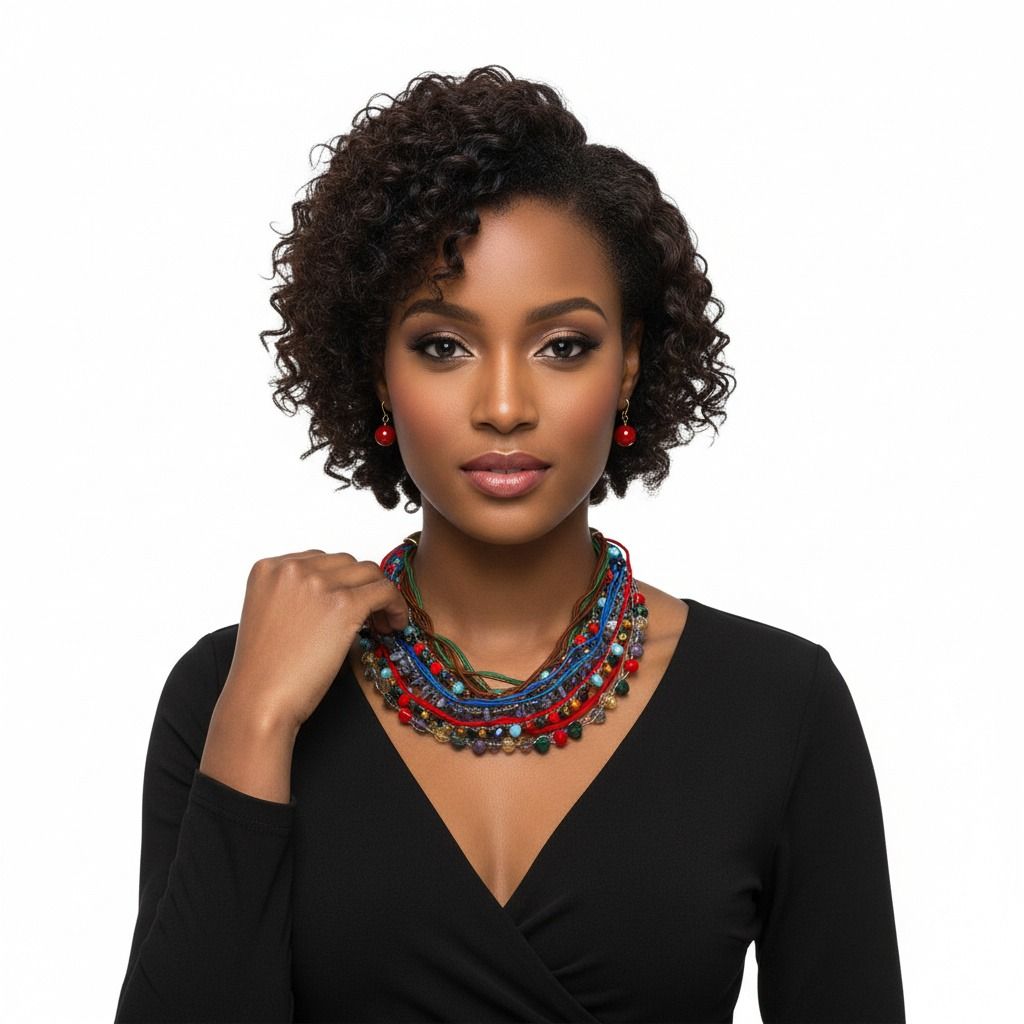 Multi Strand Glass Bead Necklace Set