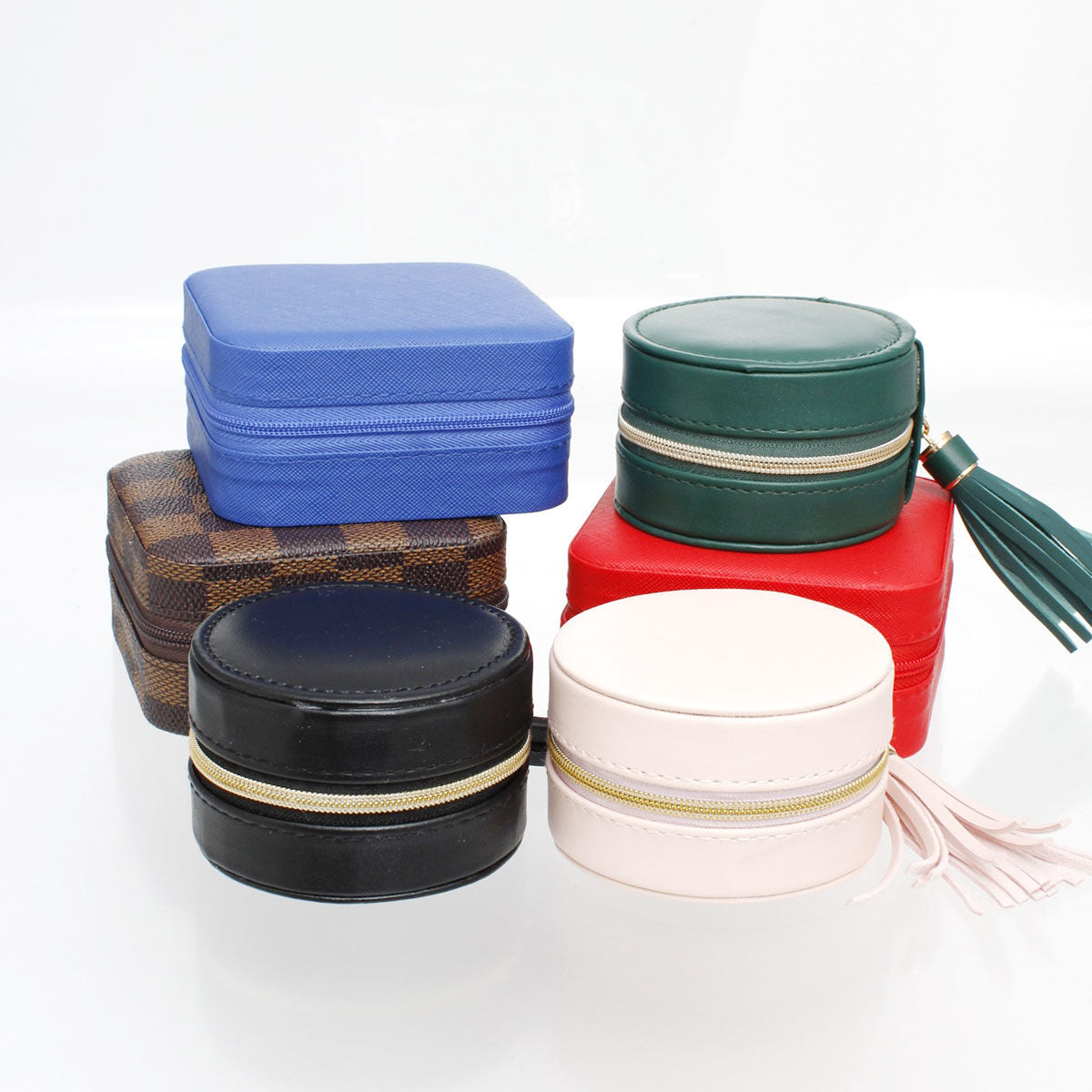 Green Travel Round Jewelry Box Organizer for Women