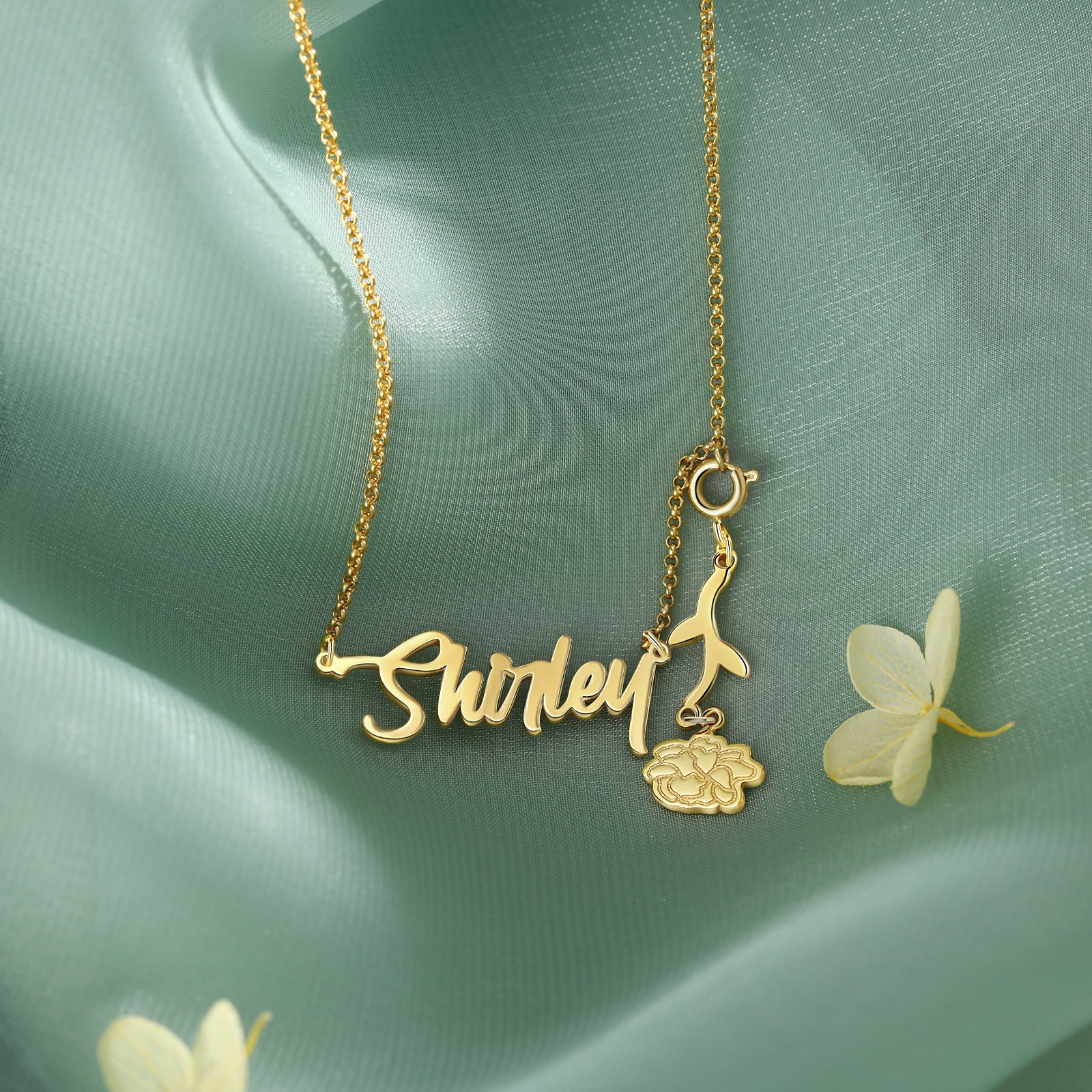 925 Sterling Silver Custom Birthflower Necklace