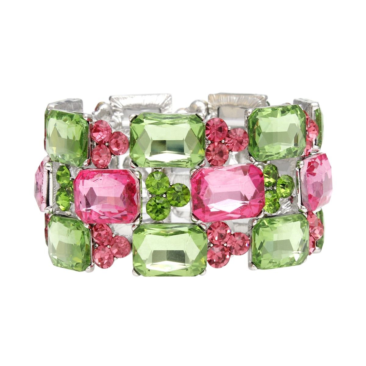 AKA Sorority Pink Green Radiant Crystal Bracelet