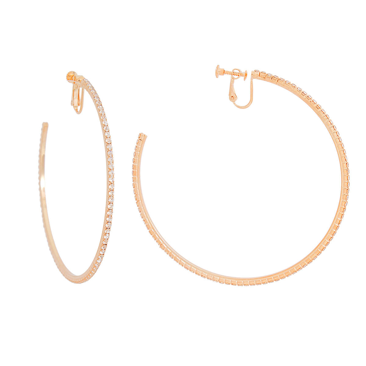 Clip On Medium Gold Pave C Hoops for Women