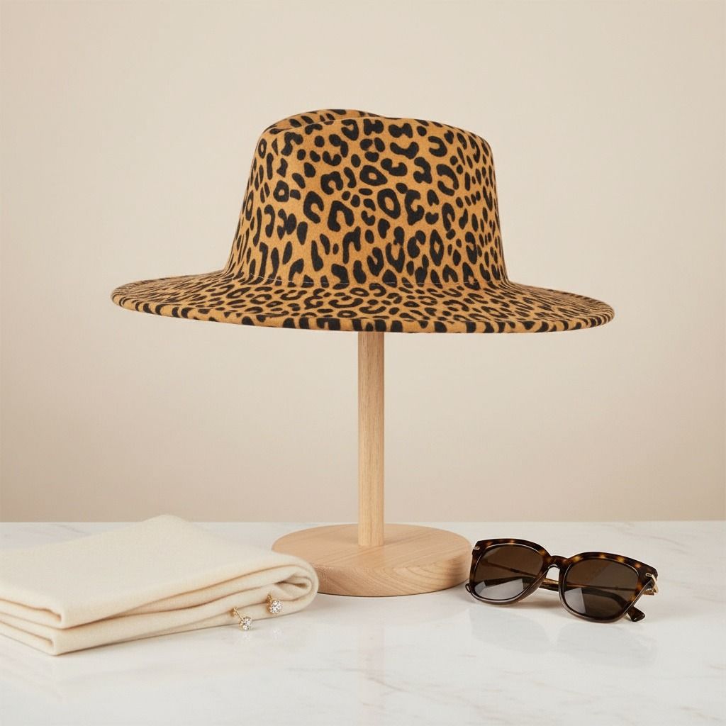 Brown Leopard Print Fedora