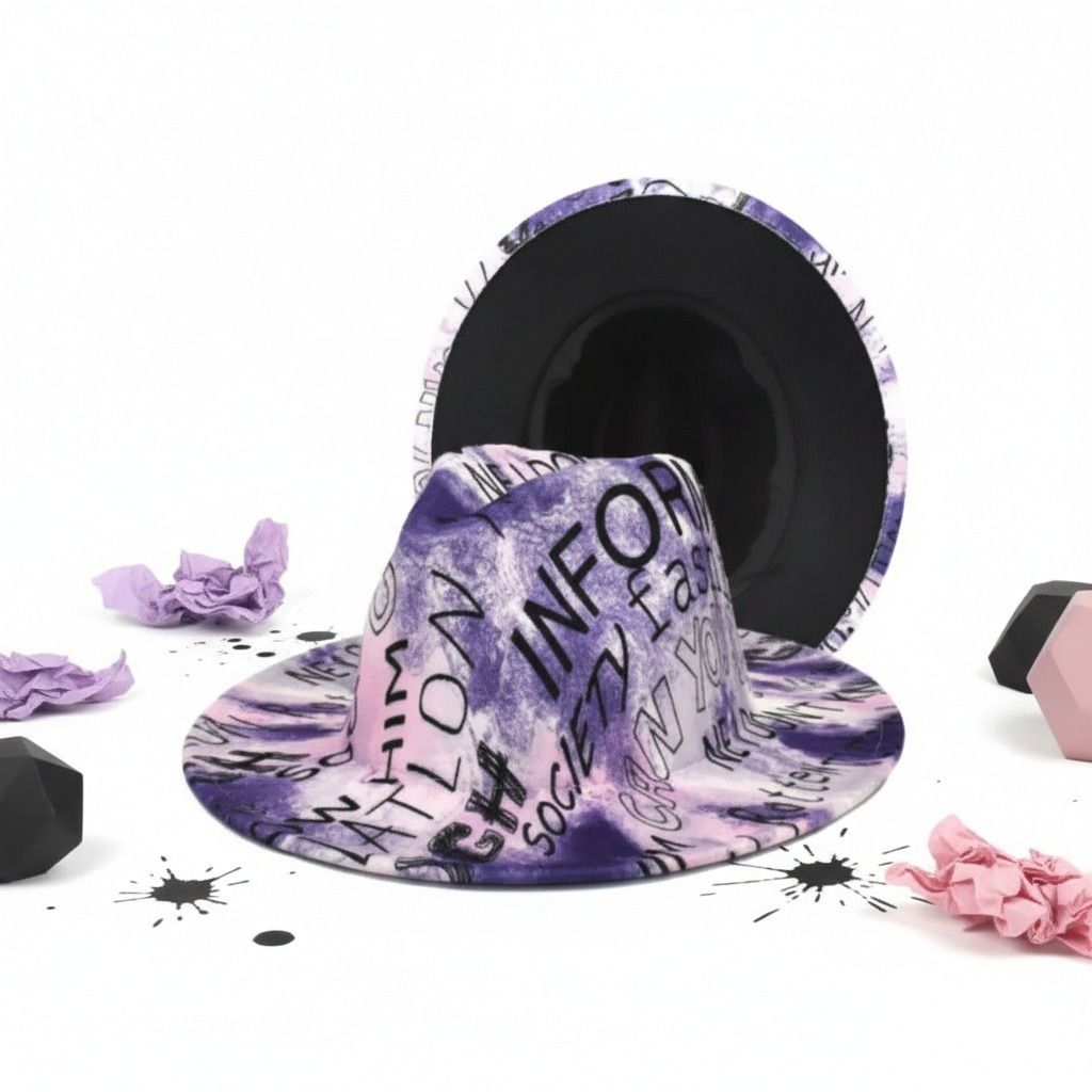 Purple Graffiti Tie Dye Fedora