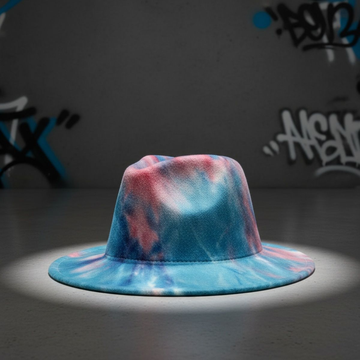 Fedora Blue and Pink Tie Dye Fashion Hat for Women