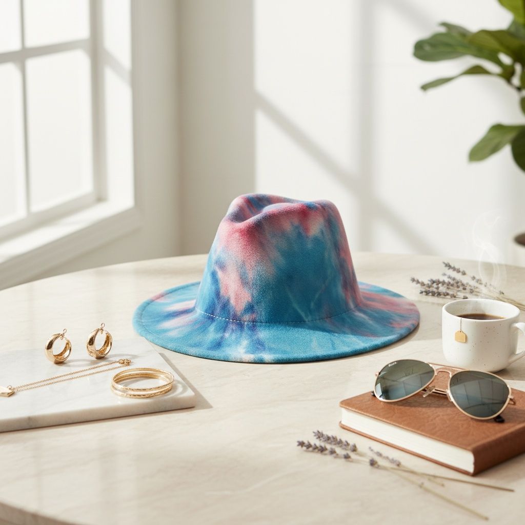Fedora Blue and Pink Tie Dye Fashion Hat for Women