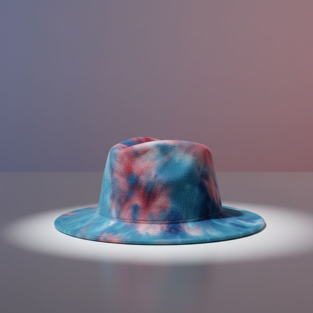 Fedora Blue and Pink Tie Dye Fashion Hat for Women