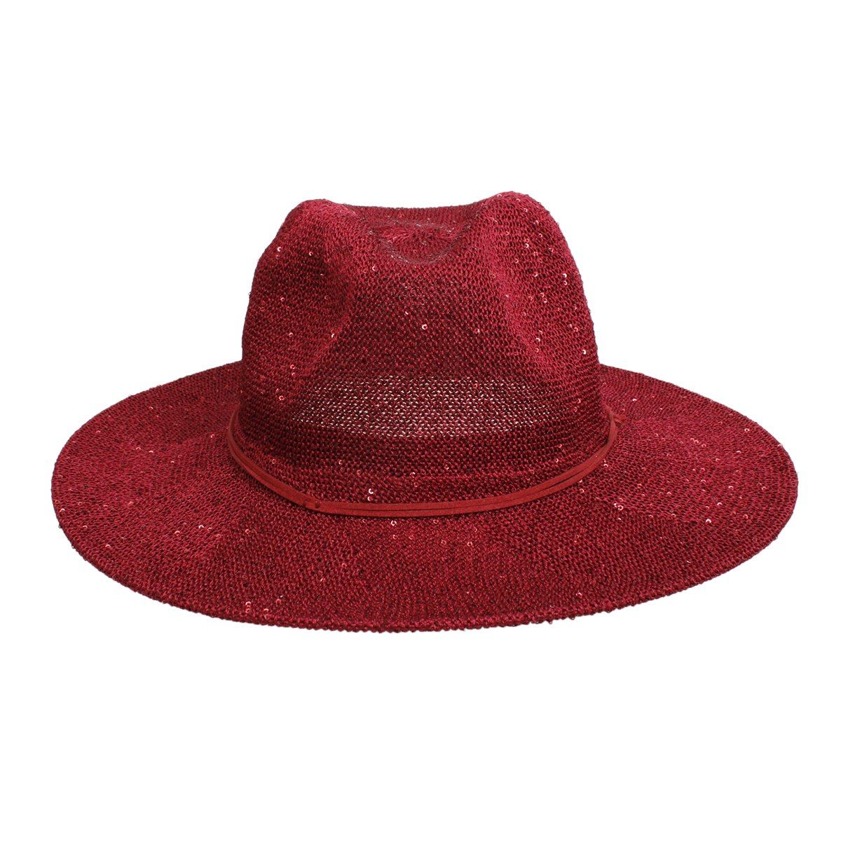 Cowboy Hat Red Sequin Embroidered Panama Hat