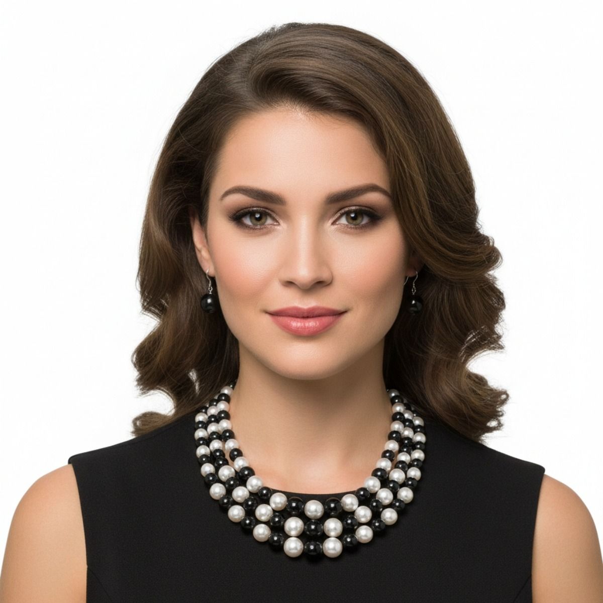 Black and White Multi Strand Pearl Necklace Set
