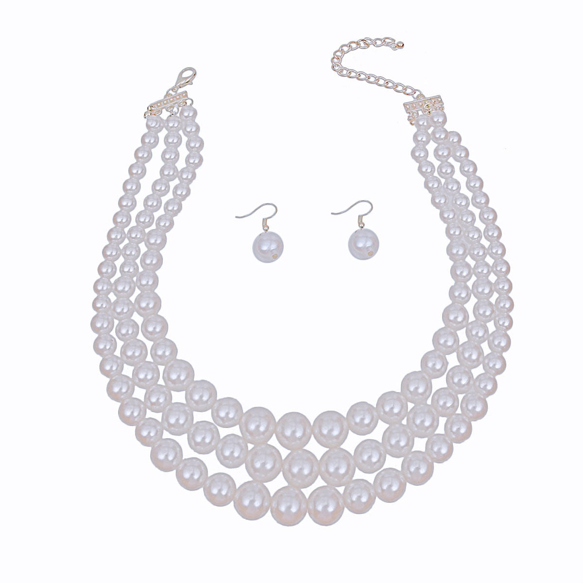 Pearl Necklace White Bubble Gum 3 Layer for Women