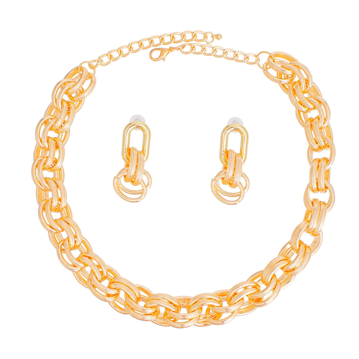 Chain Necklace Gold Double Oval Link Set for Women