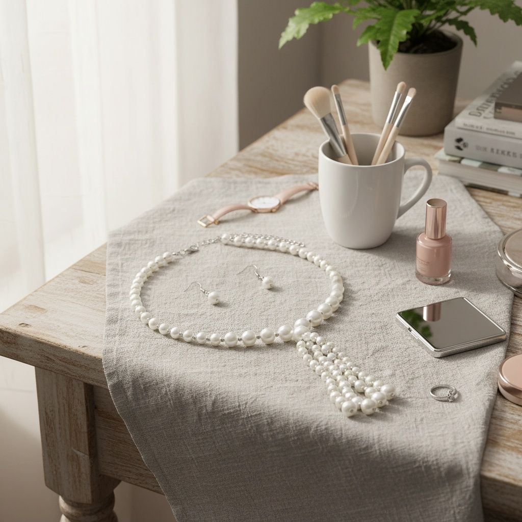 Tassel Pendant White Pearl with Silver Necklace