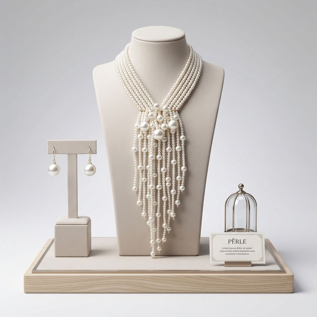 Dewdrop Cream Pearl Multi Strand Tassel Necklace