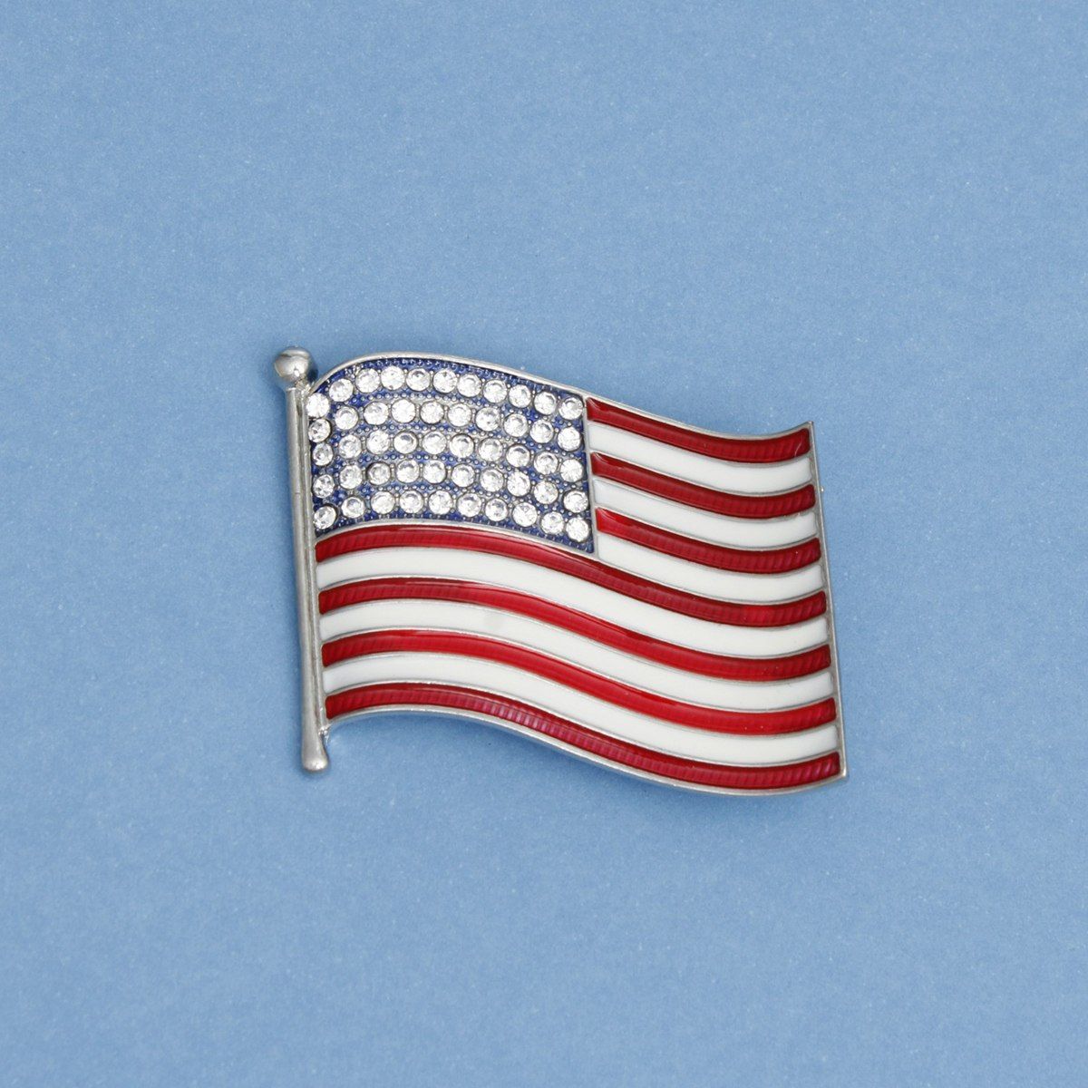 Patriotic Wavy American Flag Brooch for Women
